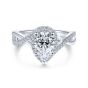 14K White Gold Pear Shape Halo Diamond Engagement Ring