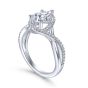 14K White Gold Pear Shape Halo Diamond Engagement Ring