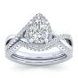 14K White Gold Pear Shape Halo Diamond Engagement Ring