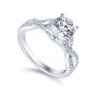 14K White Gold Round Twisted Diamond Engagement Ring