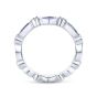 14K White Gold Alternating Round Diamond and Marquise Sapphire Ring