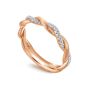 14K Rose Gold Round Diamond Twisted Ring