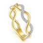 14K Yellow/White Gold Twisted Round Diamond Ring