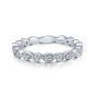 14K White Gold Scalloped Round Diamond Ring