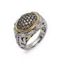 Sterling Silver and 18 Karat Yellow Gold Brown Diamond Ring