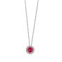 18K White Gold Ruby and Diamond Halo Pendant