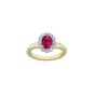 18K Yellow/White Gold Oval Ruby and Round Diamond Halo Ring