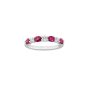 18K White Gold Alternating Oval Ruby and Round Diamond Band