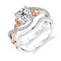 Rose and white gold petal engagement ring