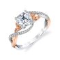 Rose and white gold petal engagement ring