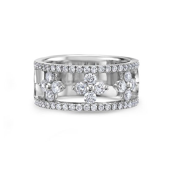 18K White Gold Round Diamond Fashion Ring