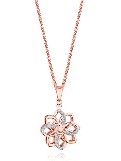 18K Rose Gold Round Diamond Spinning Pendant