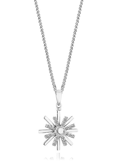18K White Gold Round Diamond Spinning Pendant