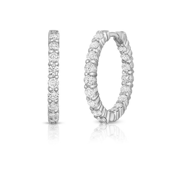 23mm "Perfect Hoop" Inside/Outside Round Diamond Earrings