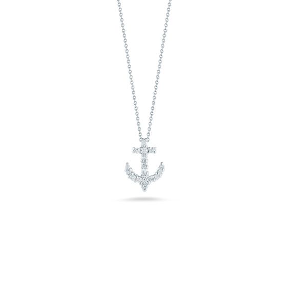 "Tiny Treasure" Baby Anchor Round Diamond Pendant