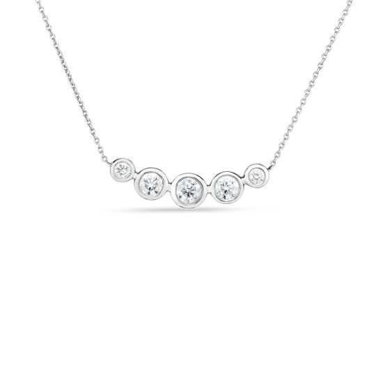 18" Long 5-Stone Round Diamond Bezel Necklace
