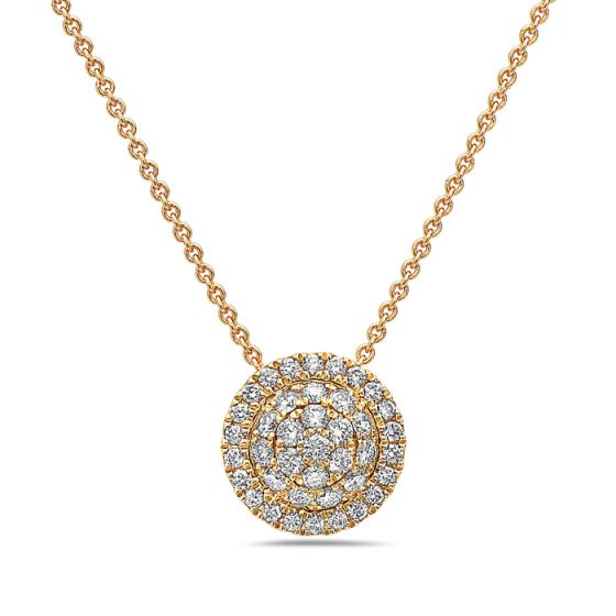 18K Yellow Gold Round Pave Diamond Pendant