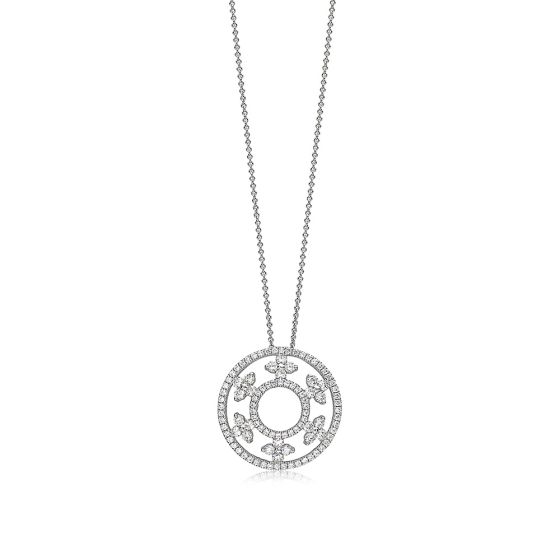 Charles Krypell Round Diamond Floating Clover Circle Pendant