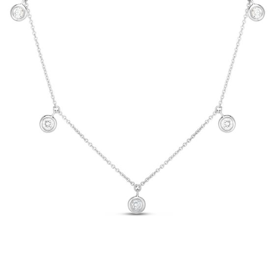 18" Long 5-Stone Round Diamond Bezel Necklace