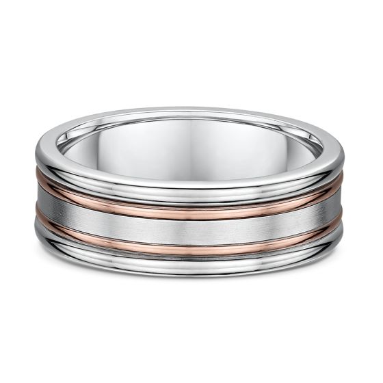 Men's contemporary rose gold accented wedding band