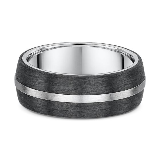 Men's carbon fiber and white gold ring