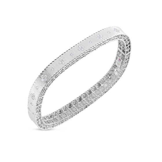 7mm wide "Princess" Round Diamond Bangle Bracelet