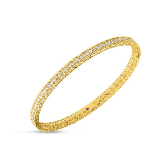 3.9mm wide "Symphony" Round Diamond Princess Bangle Bracelet