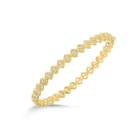 "Roman Barocco" Round Diamond Hinged Cuff Bracelet