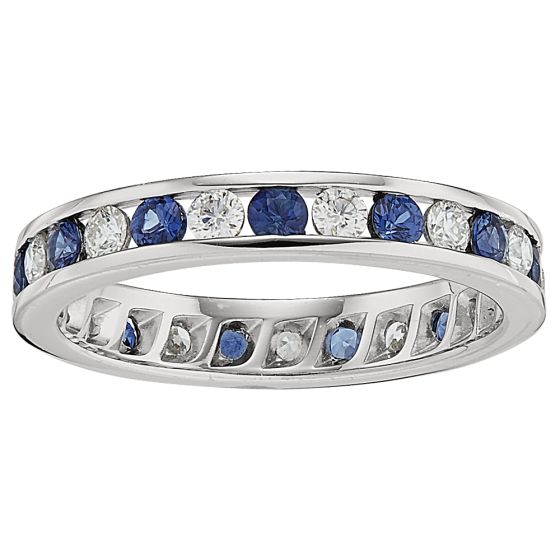 Sapphire and Diamond Eternity Anniversary Ring