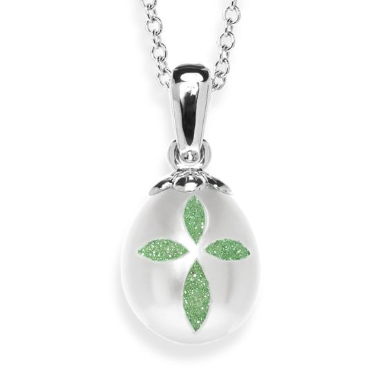 Fresh Water "Bible Pearl" Pendant, with a Green Created Diamond Crystal Cross