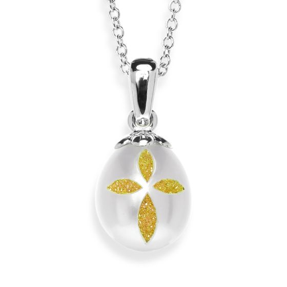 Fresh Water "Bible Pearl" Pendant, with a Yellow Created Diamond Crystal Cross