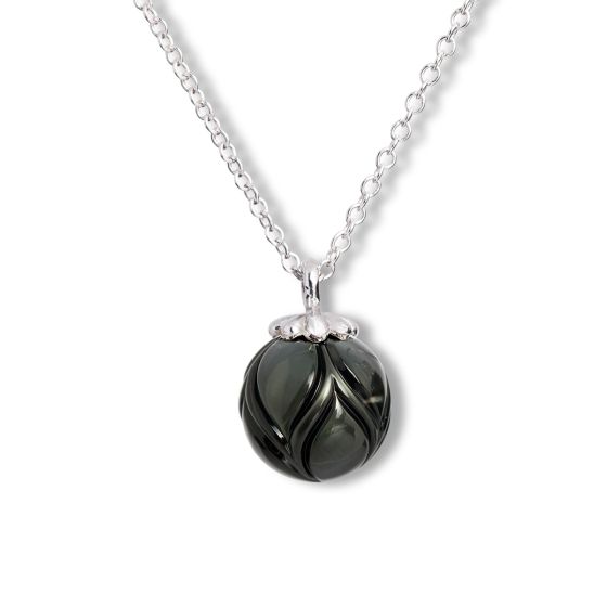 Carved "Tulip" Black South Sea Pearl Pendant