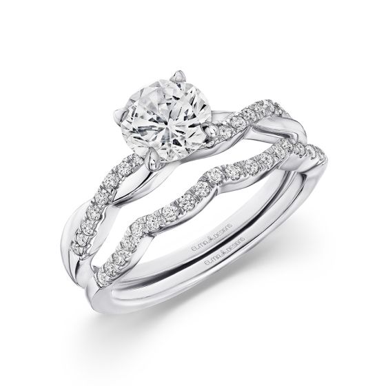 18K White Gold Round Diamond Shadow Wedding Ring