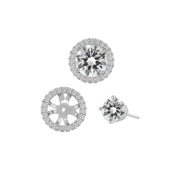 18K White Gold Round Diamond Earring Jackets