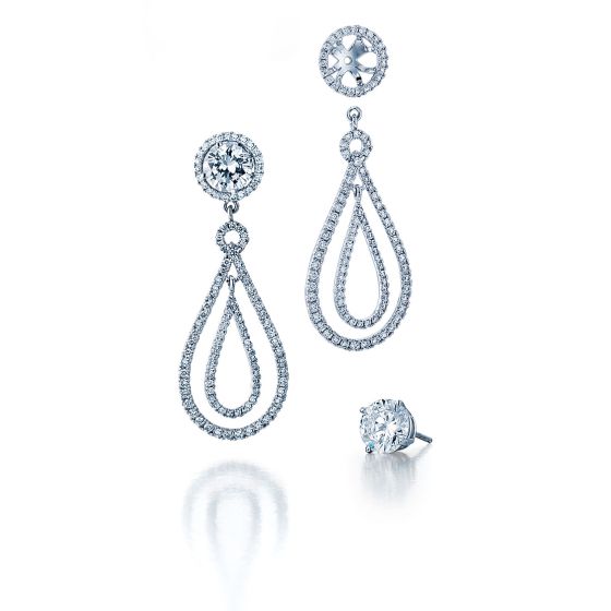 18K White Gold Round Diamond Earring Jackets