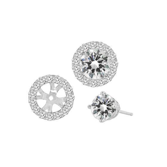 18K White Gold Round Round Diamond Earing Jackets