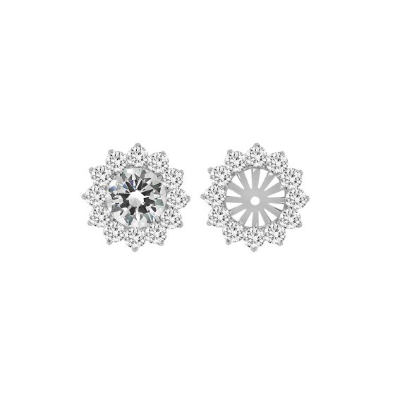 18K White Gold Round Round Diamond Earing Jackets