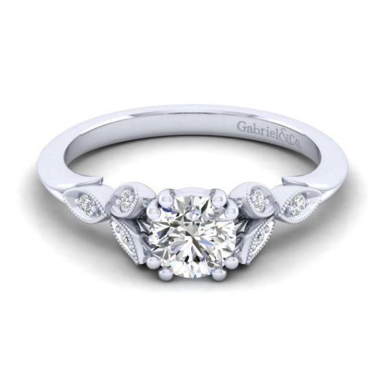 14K White Gold Round Diamond Engagement Ring
