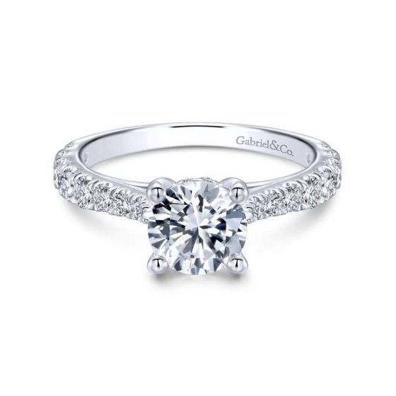 14K White Gold Round Diamond Engagement Ring