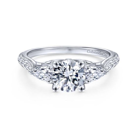 14K White Gold Round Diamond Engagement Ring