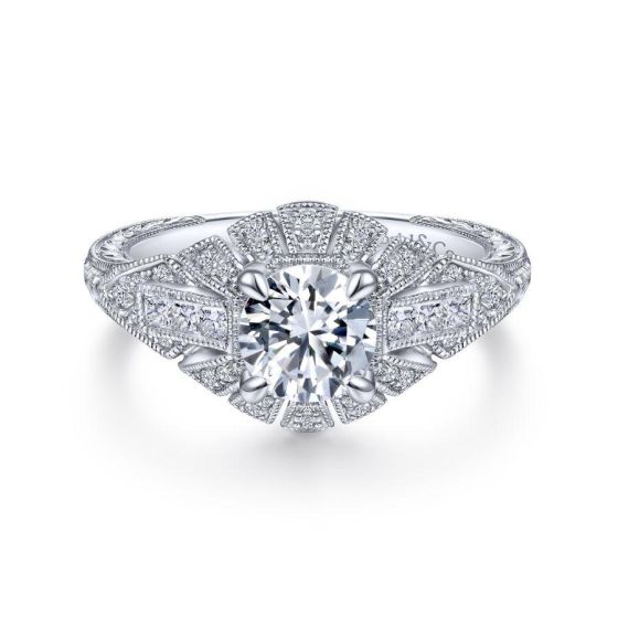 14K White Gold Round Diamond Engagement Ring