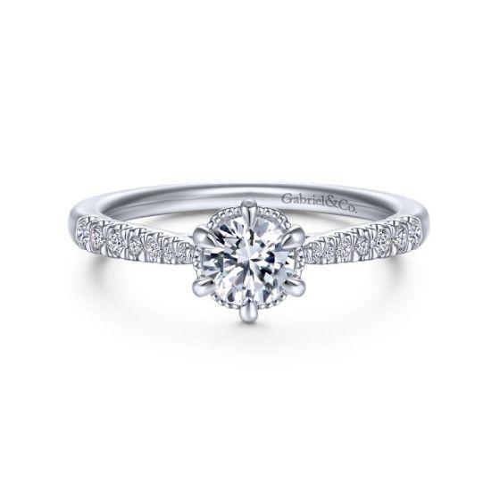 14K White Gold Round Diamond Engagement Ring