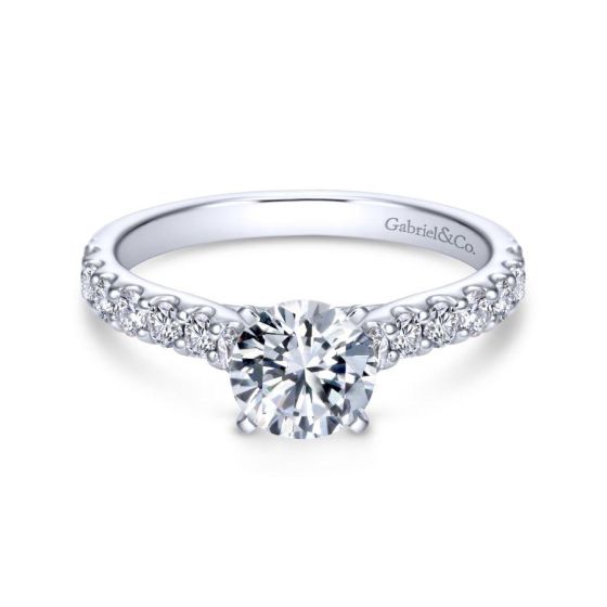 14K White Gold Shared Prong Diamond Engagement Ring