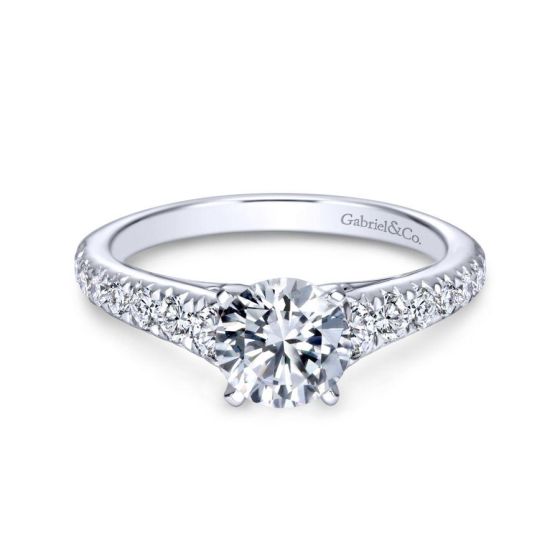 14K White Gold Graduated Round Diamond Engagement Ring