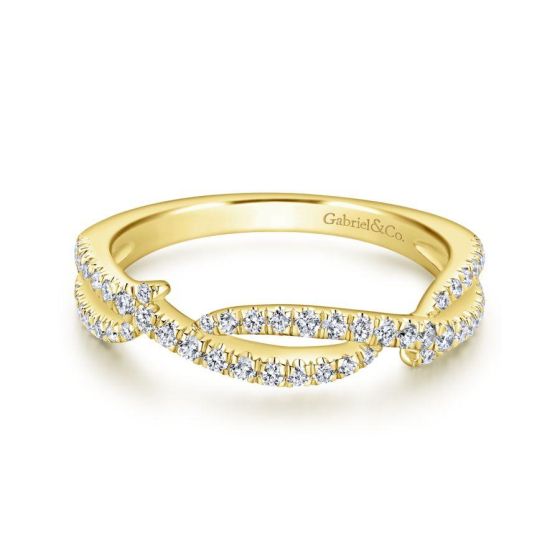 14K Yellow Gold Round Diamond Woven Fashion Ring