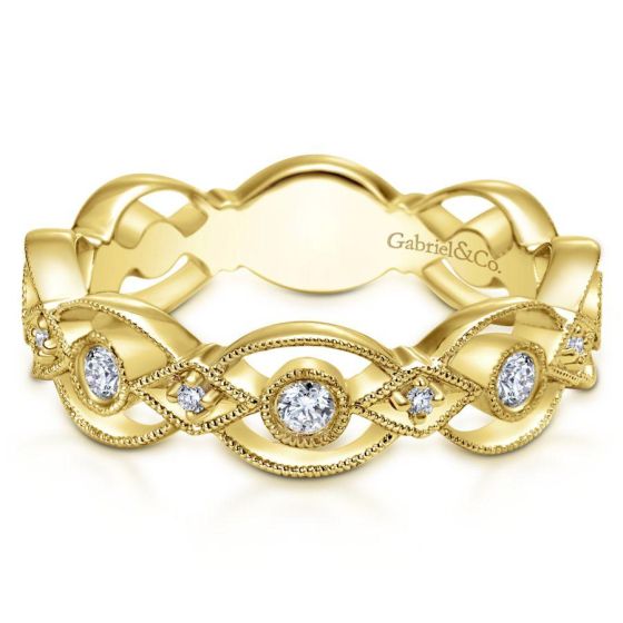 14K Yellow Gold Bezel Set Round Diamond Ring