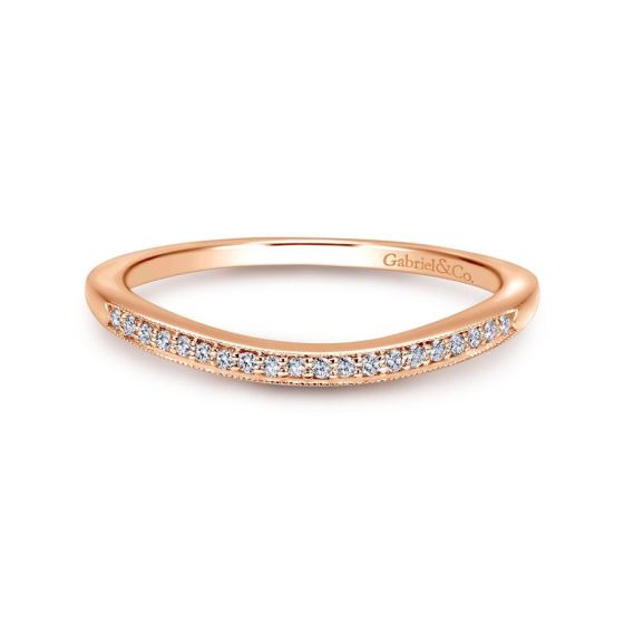 14K Rose Gold Round Diamond Wedding Band