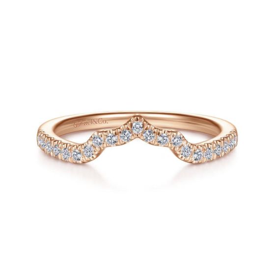 14K Rose Gold Round Diamond Shadow Wedding Ring
