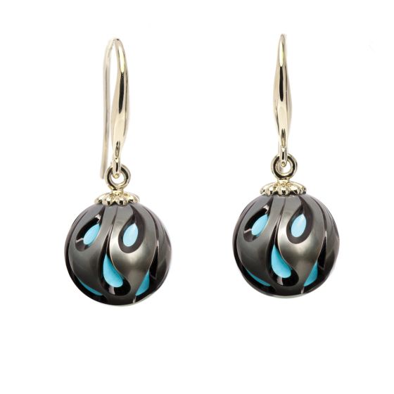 "Galatea" Carved Turquoise Pearl Earrings