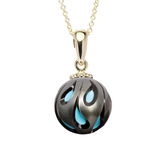 "Galatea" Carved Turquoise Pearl Pendant